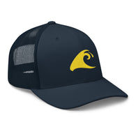 Extremely Stoked Navy Blue Trucker Cap with Yellow Epic Wave Logo