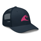 Extremely Stoked Navy Blue Trucker Cap with Hot Pink Epic Wave Logo