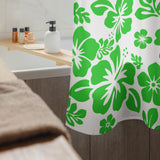 Lime Green Hawaiian Flowers Shower Curtain