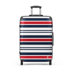 Red, White and Blue Classic Surf Stripes Suitcase – Surf & Beach Inspired Luggage by Extremely Stoked®