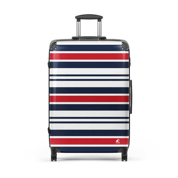Red, White and Blue Classic Surf Stripes Suitcase – Surf & Beach Inspired Luggage by Extremely Stoked®