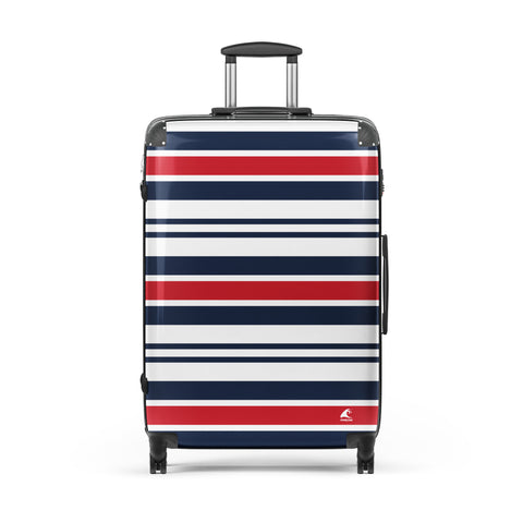 Red, White and Blue Classic Surf Stripes Suitcase – Surf & Beach Inspired Luggage by Extremely Stoked®
