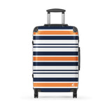 Orange, Navy Blue and White Classic Surf Stripes Suitcase – Surf & Beach Inspired Luggage by Extremely Stoked®