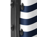 Navy Blue and White Beach Stripes Carry On Suitcase with Palm Tree Surfboard Logo – Travel Luggage by Extremely Stoked®