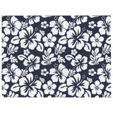 Navy Blue and White Hawaiian Flowers Fleece Throw Blanket