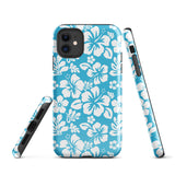 Aqua Blue and White Hawaiian Flowers Tough Case for iPhone®