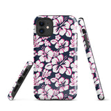 Navy Blue, Hot Pink and White Hawaiian Flowers Tough Case for iPhone®