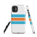 Aqua Blue and Orange Classic Surf Stripes Tough Case for iPhone®