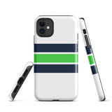 Navy Blue and Lime Green Classic Surf Stripes Tough Case for iPhone®