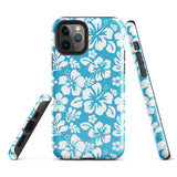 Aqua Blue and White Hawaiian Flowers Tough Case for iPhone®