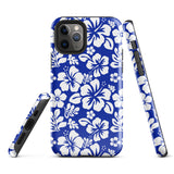 Royal Blue and White Hawaiian Flowers Tough Case for iPhone®