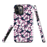 Navy Blue, Hot Pink and White Hawaiian Flowers Tough Case for iPhone®