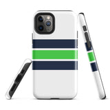 Navy Blue and Lime Green Classic Surf Stripes Tough Case for iPhone®