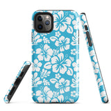 Aqua Blue and White Hawaiian Flowers Tough Case for iPhone®