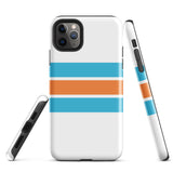 Aqua Blue and Orange Classic Surf Stripes Tough Case for iPhone®