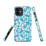 Aqua Blue and White Hawaiian Flowers Tough Case for iPhone®