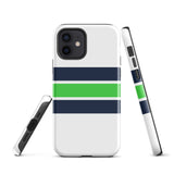 Navy Blue and Lime Green Classic Surf Stripes Tough Case for iPhone®