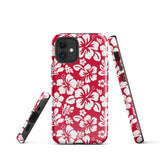 Red and White Hawaiian Flowers Tough Case for iPhone®