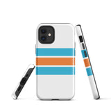 Aqua Blue and Orange Classic Surf Stripes Tough Case for iPhone®