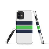 Navy Blue and Lime Green Classic Surf Stripes Tough Case for iPhone®