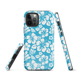 Aqua Blue and White Hawaiian Flowers Tough Case for iPhone®