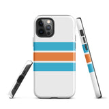 Aqua Blue and Orange Classic Surf Stripes Tough Case for iPhone®