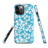 Aqua Blue and White Hawaiian Flowers Tough Case for iPhone®