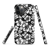 Black and White Hawaiian Flowers Tough Case for iPhone®