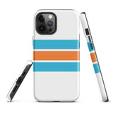 Aqua Blue and Orange Classic Surf Stripes Tough Case for iPhone®