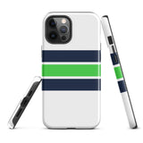 Navy Blue and Lime Green Classic Surf Stripes Tough Case for iPhone®