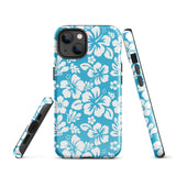 Aqua Blue and White Hawaiian Flowers Tough Case for iPhone®