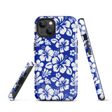 Royal Blue and White Hawaiian Flowers Tough Case for iPhone®