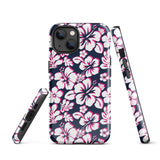 Navy Blue, Hot Pink and White Hawaiian Flowers Tough Case for iPhone®