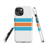 Aqua Blue and Orange Classic Surf Stripes Tough Case for iPhone®