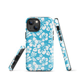 Aqua Blue and White Hawaiian Flowers Tough Case for iPhone®