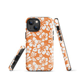 Orange and White Hawaiian Flowers Tough Case for iPhone®