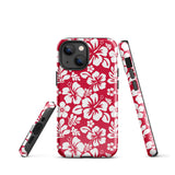 Red and White Hawaiian Flowers Tough Case for iPhone®