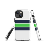 Navy Blue and Lime Green Classic Surf Stripes Tough Case for iPhone®