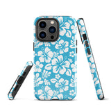 Aqua Blue and White Hawaiian Flowers Tough Case for iPhone®