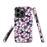 Navy Blue, Hot Pink and White Hawaiian Flowers Tough Case for iPhone®