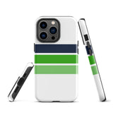 Navy Blue and Greens Classic Surf Stripes Tough Case for iPhone®