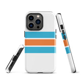 Aqua Blue and Orange Classic Surf Stripes Tough Case for iPhone®