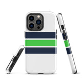 Navy Blue and Lime Green Classic Surf Stripes Tough Case for iPhone®