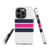 Navy Blue and Hot Pink Classic Surf Stripes Tough Case for iPhone®