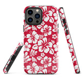 Red and White Hawaiian Flowers Tough Case for iPhone®