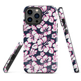 Navy Blue, Hot Pink and White Hawaiian Flowers Tough Case for iPhone®