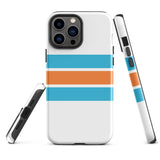 Aqua Blue and Orange Classic Surf Stripes Tough Case for iPhone®