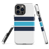 Navy and Aqua Blue Classic Surf Stripes Tough Case for iPhone®