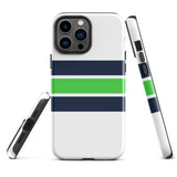 Navy Blue and Lime Green Classic Surf Stripes Tough Case for iPhone®