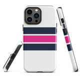 Navy Blue and Hot Pink Classic Surf Stripes Tough Case for iPhone®